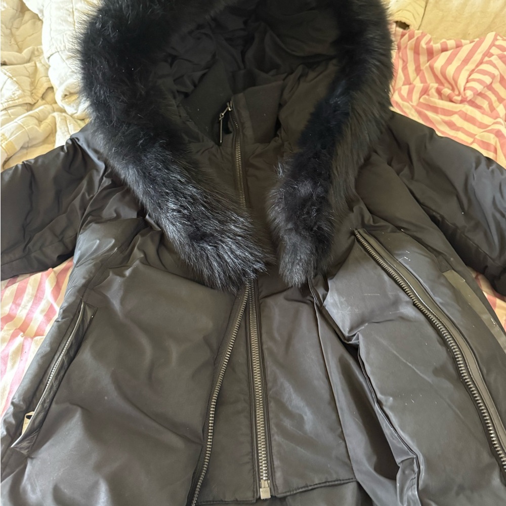 Mackage Black Puffer Coat with Fur Hood